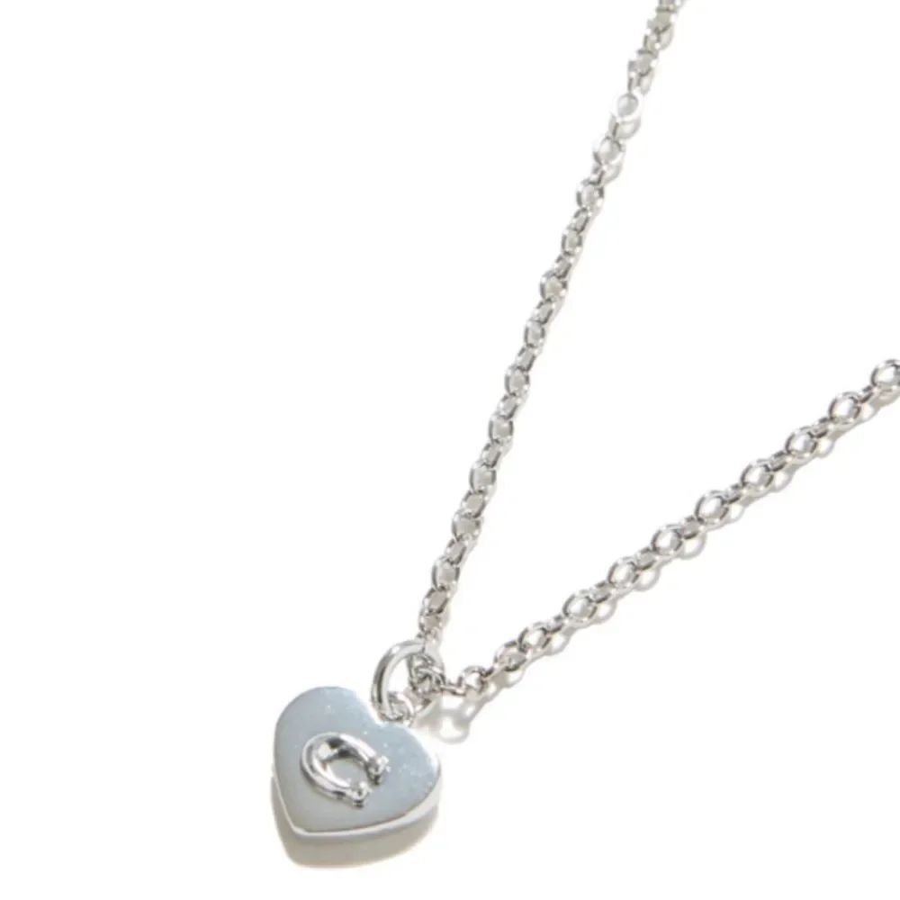 NWT Coach Silver Necklace with Heart Shaped Pendant